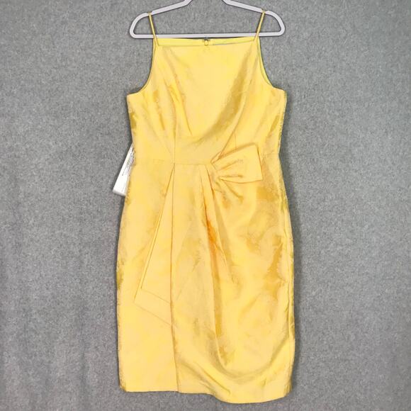 Kay Unger Dress Size 14 Knee Wrap Lorraine Jacquard‎ Pencil Slit Asymmetric READ - Picture 1 of 16